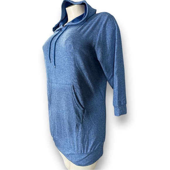 WHITE MARK Blue Longline Hoodie Pullover Hooded Sweater Dress Plus 2X - Picture 7 of 9
